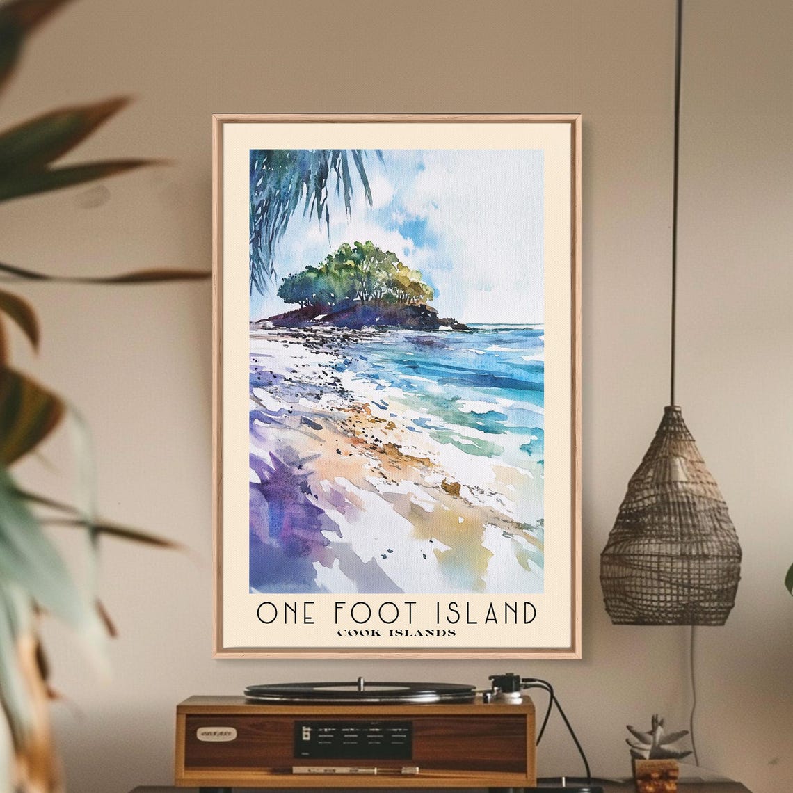 One Foot Island Cook Islands Palm Islet Turquoise Wave Wash Poster - Image 2
