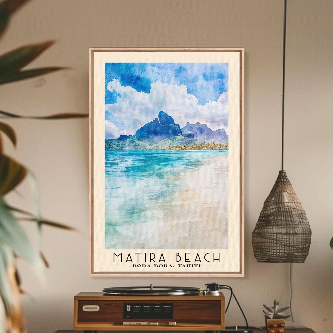 Matira Beach Bora Bora Tahiti Lagoon Mountain View Travel Poster - Image 2