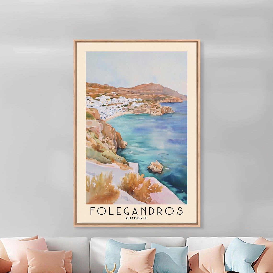 Folegandros Greece Whitewashed Cliff Town Aegean Bay View Poster - Image 3