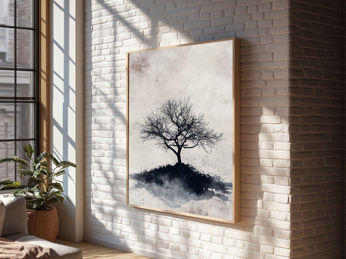 Black White Charcoal Bare Tree Sketch Minimalist Wabi Sabi Art Poster - Image 5
