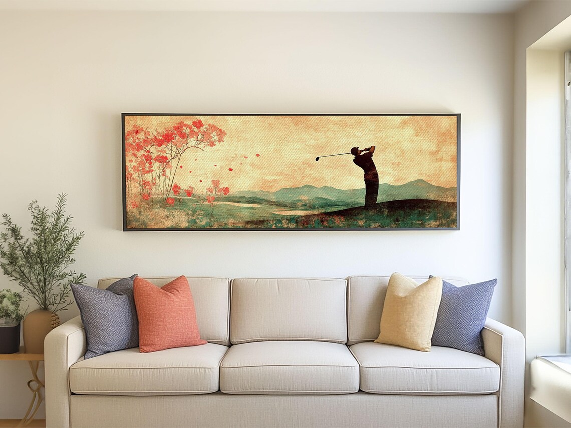 Golf Swing Elegance, Rustic Golf Art Print for Him