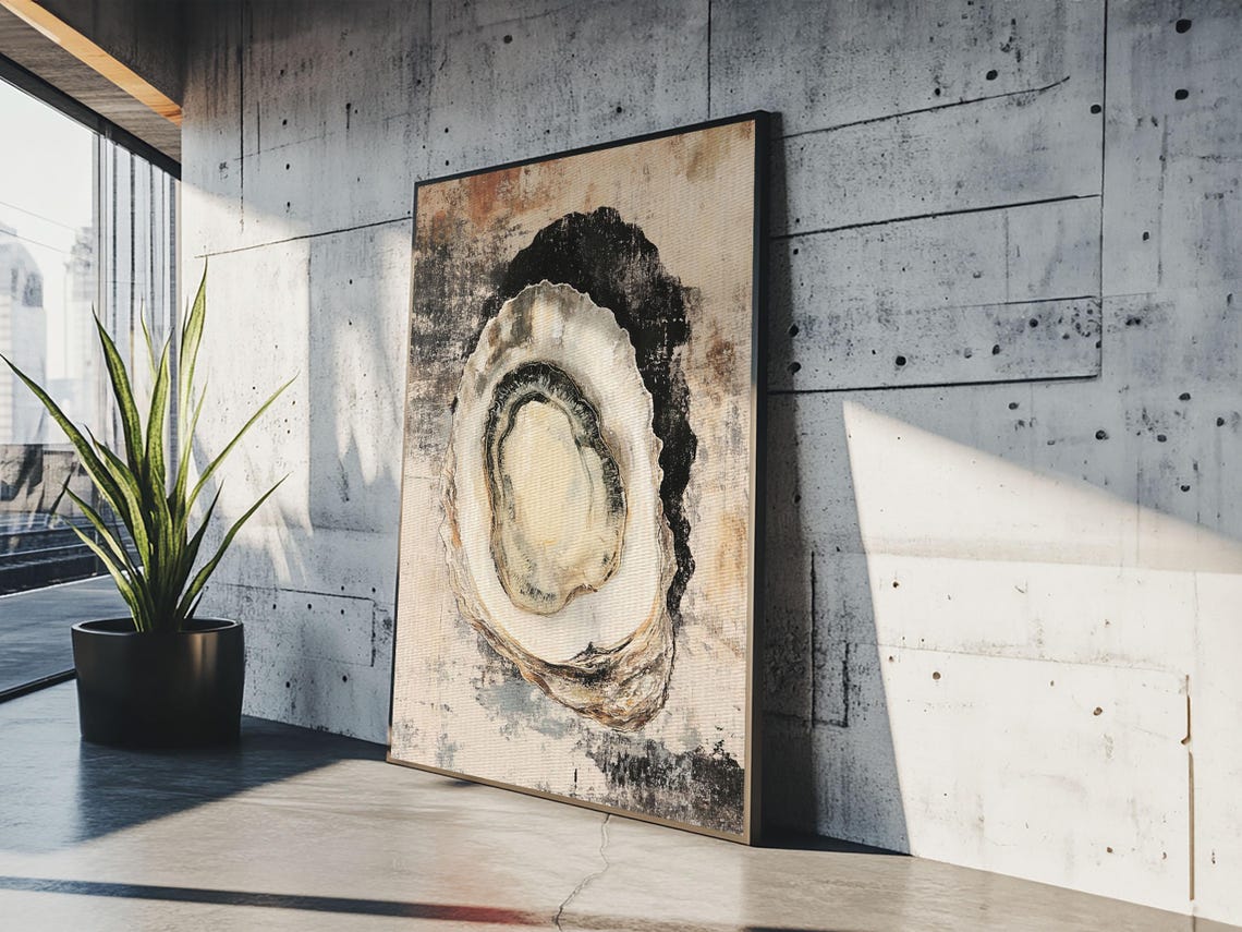 Oyster Shell Watercolor Coastal Minimalist Neutral Kitchen Wall Poster - Image 6
