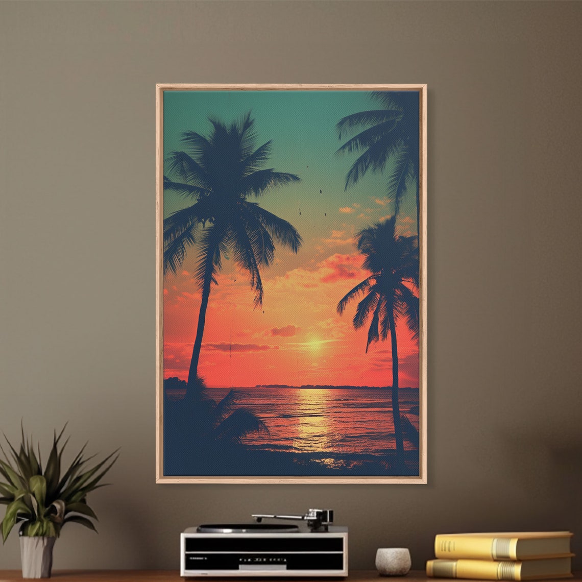 Palm Tree Silhouette Tropical Sunset Ocean Beach Photography Poster - Image 5