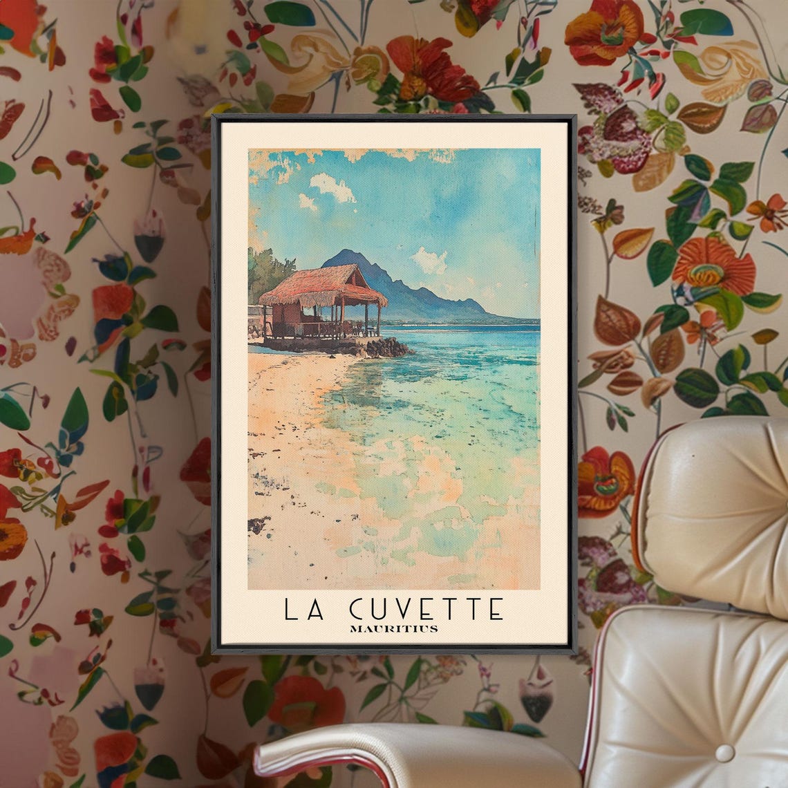 La Cuvette Mauritius Thatched Pavilion Turquoise Shallows Poster - Image 2