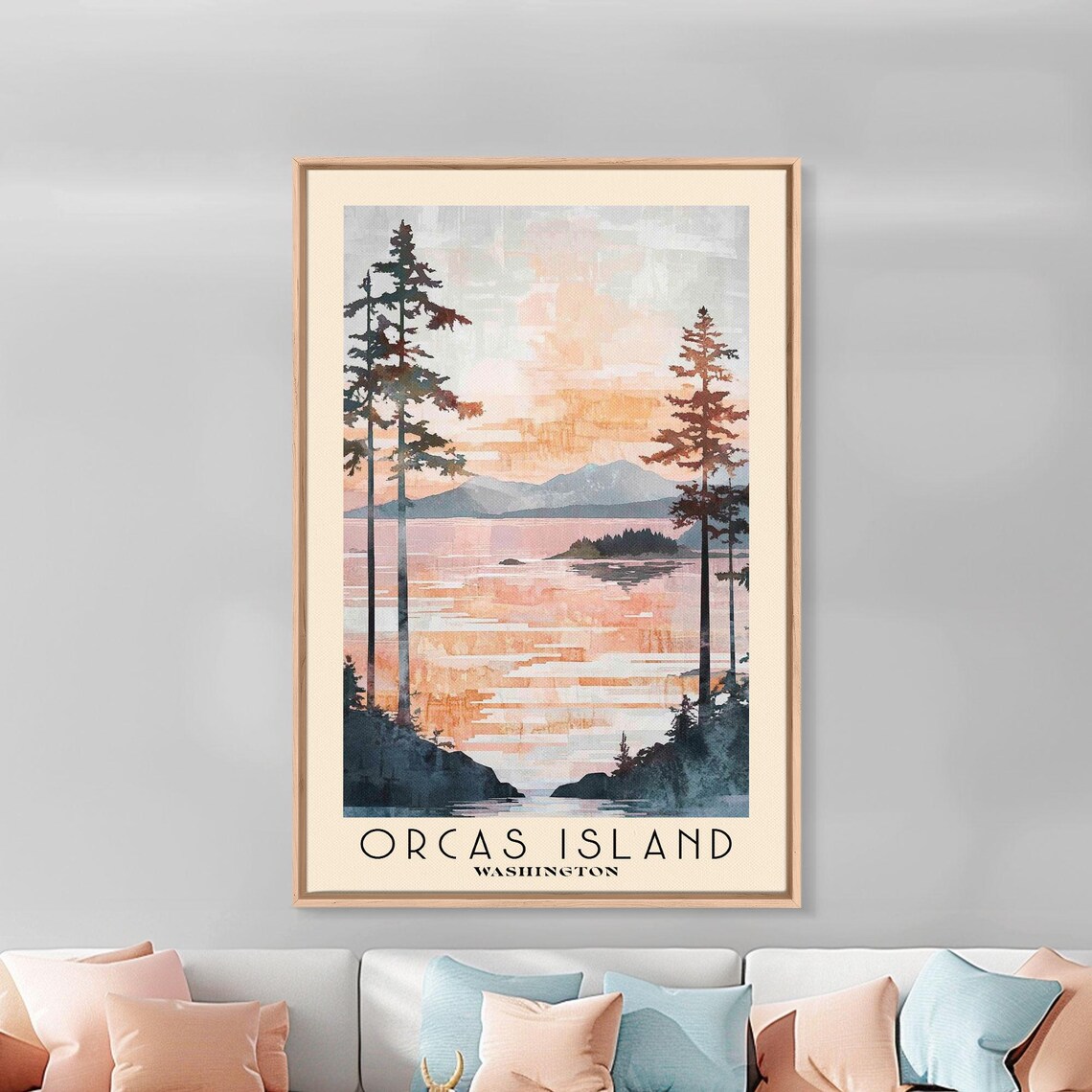 Orcas Island Washington Watercolor Beach Art Print - Image 3