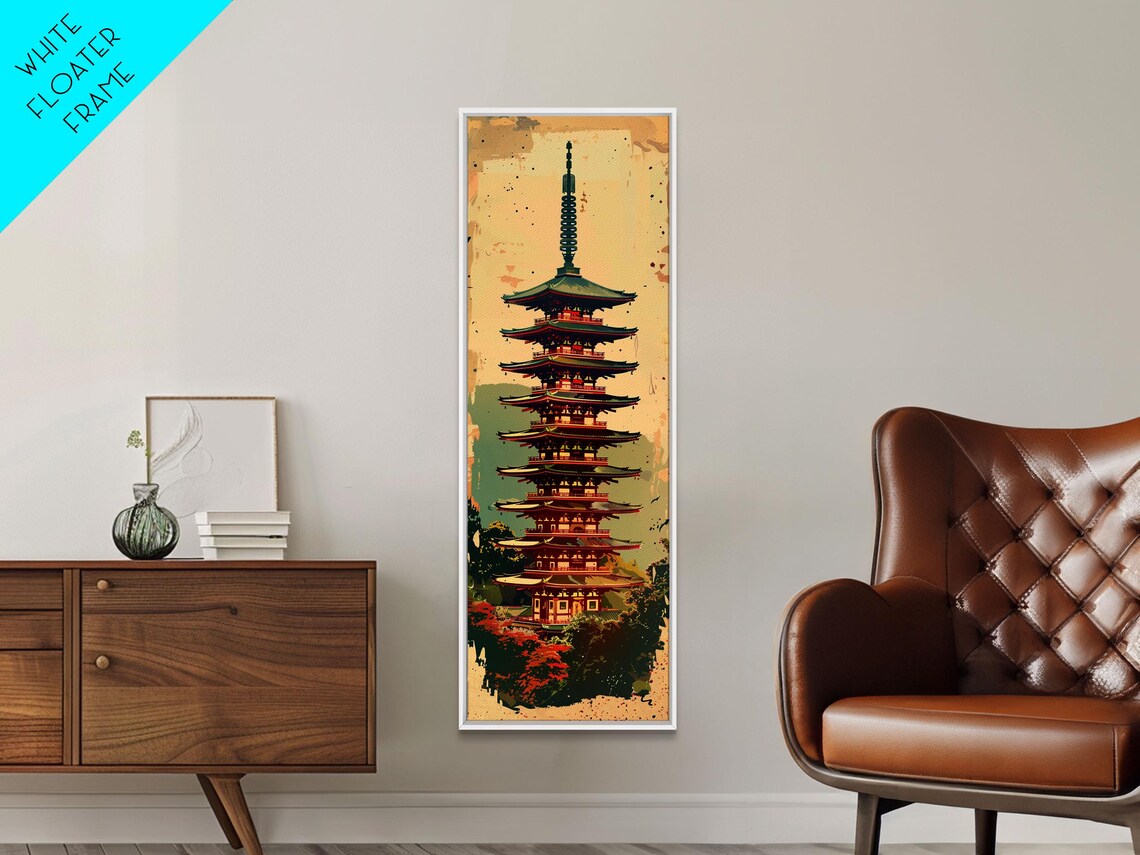 Five Story Pagoda Tower Sunset Vintage Japanese Landmark Travel Poster - Image 4