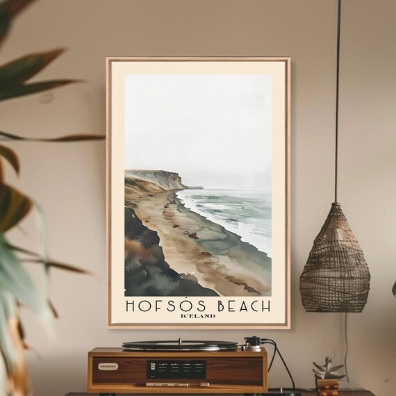 Hofsos Beach Iceland Misty Volcanic Cliffs Moody Shoreline Poster