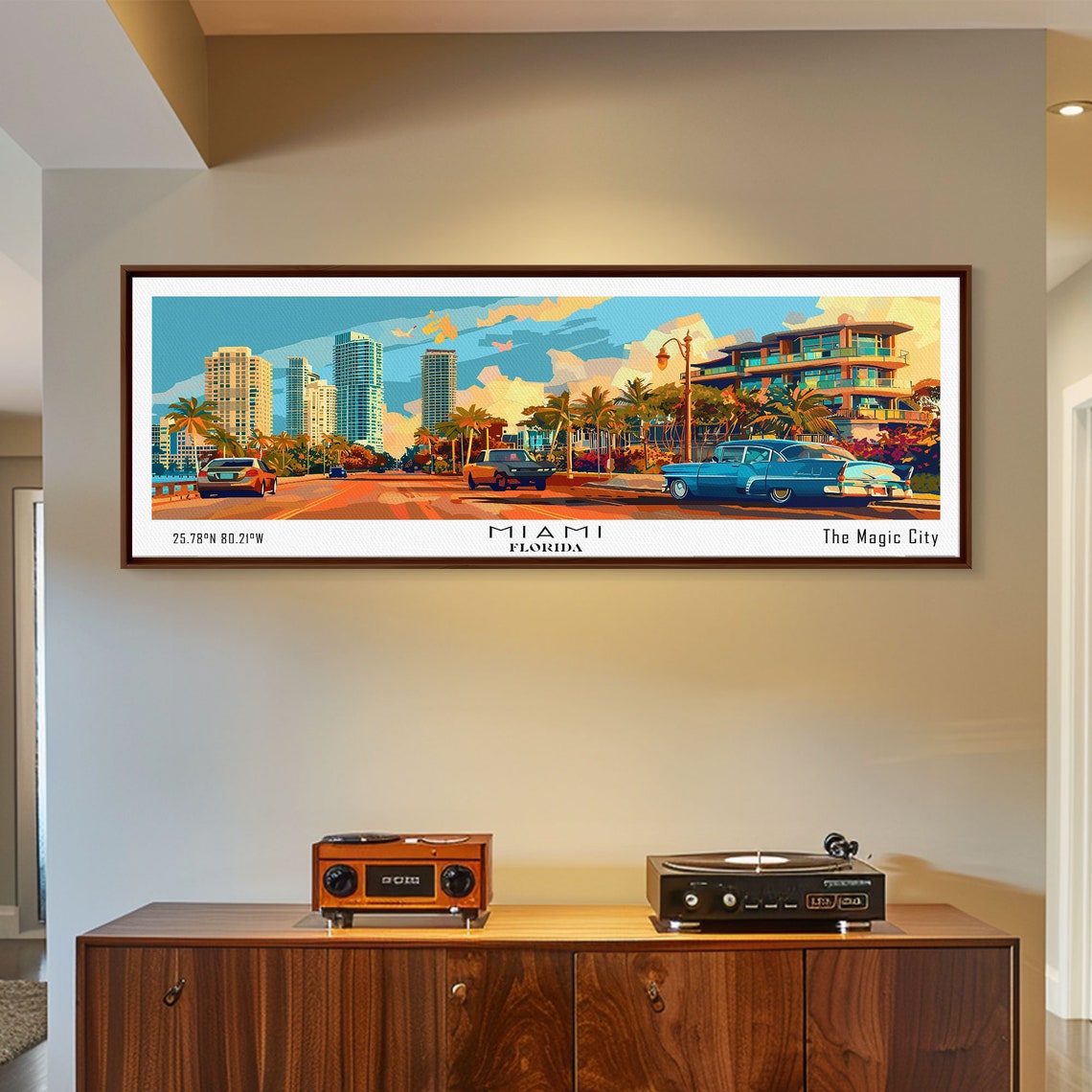 Miami Florida Magic City Palm Boulevard Skyline Travel Poster - Image 5