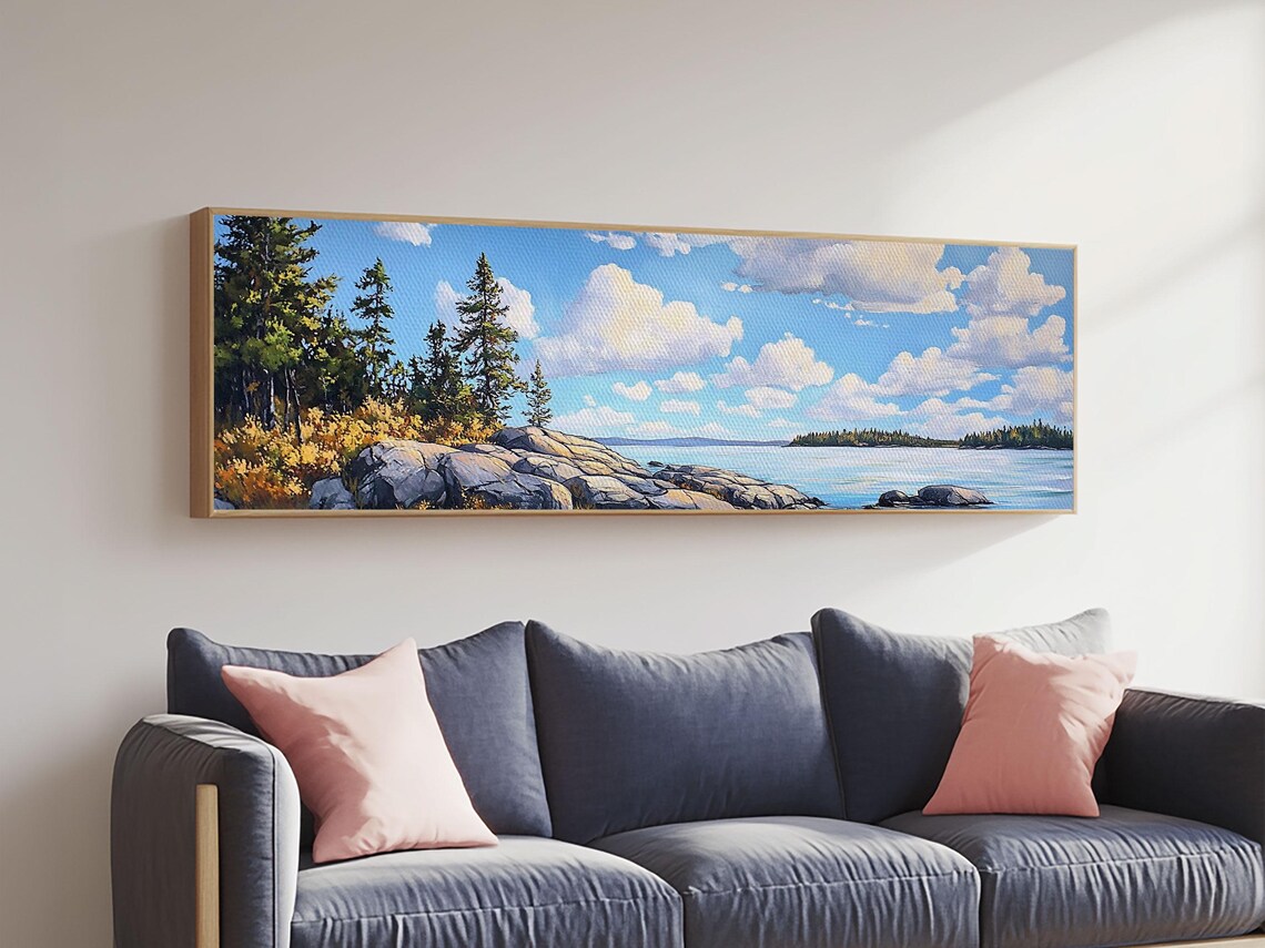 Acadia National Park Rocky Coast Pine Trees Ocean Panorama Poster - Image 3