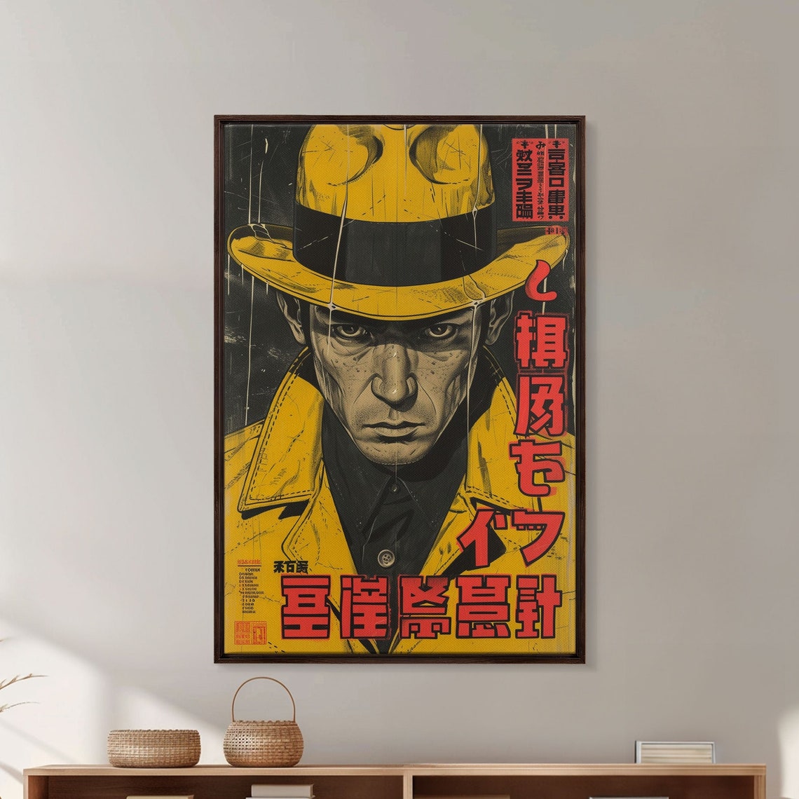 Japanese Noir Film Poster Framed And Printed On Japanese Detective Art Of Man Wearing Yellow Suit Movie Poster Comic Book Wall Art - Image 4