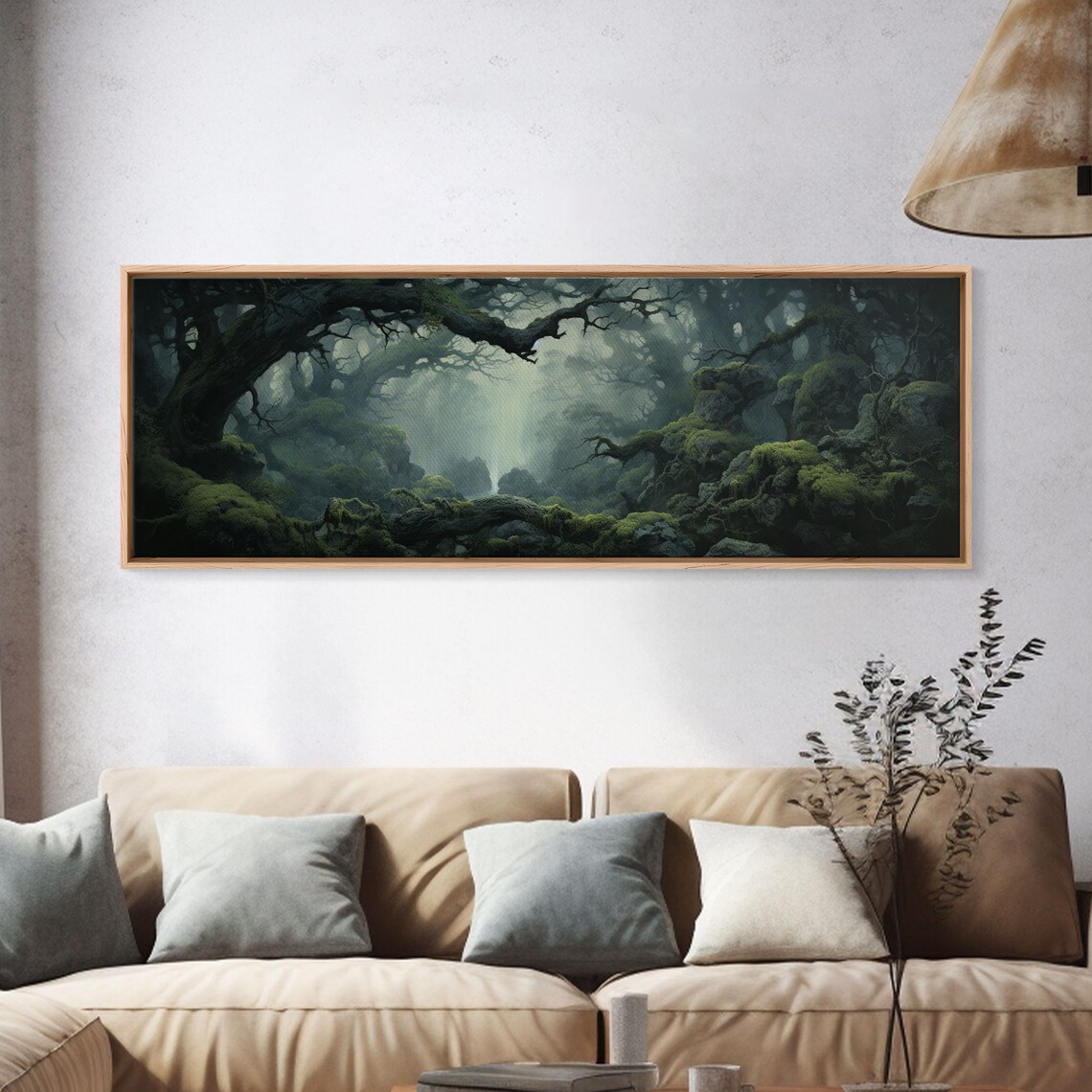 In The Forest, Panoramic Foggy Pine Forest Art Print - Image 4