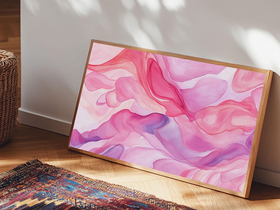 Pink Silk Flowing Abstract Waves Modern Minimalist Swirl Poster - Image 2
