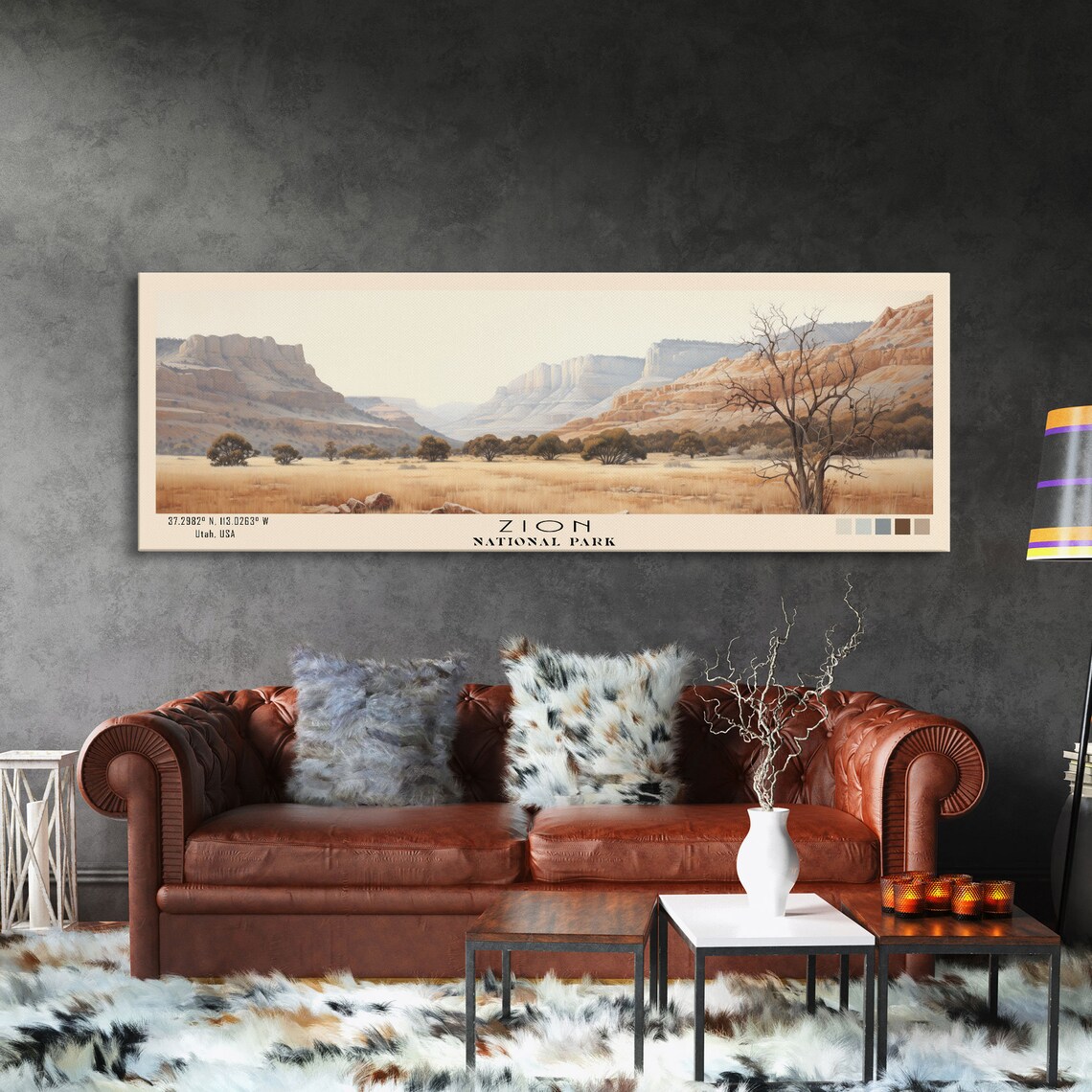 Zion National Park Golden Valley Red Cliffs Vintage Travel Map Poster - Image 3