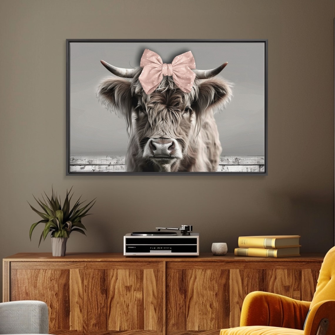 Cute Highland Cow, Rustic Farmhouse Wall Art Print - Image 5