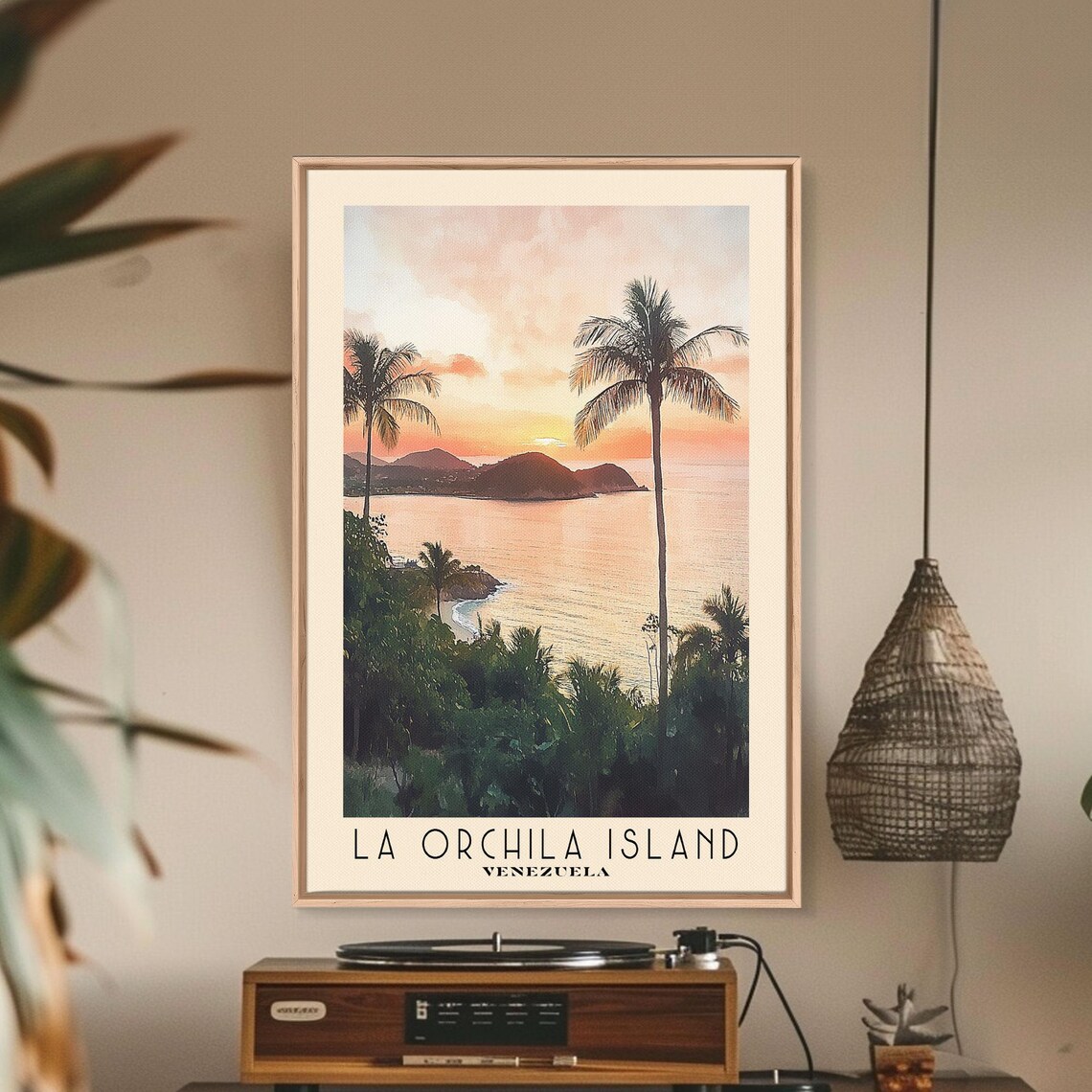 La Orchila Island Venezuela Palm Silhouette Sunset Calm Sea Poster