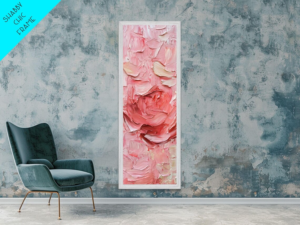Pink Rose Textured Impasto Floral Painting Blush Art Decor Poster