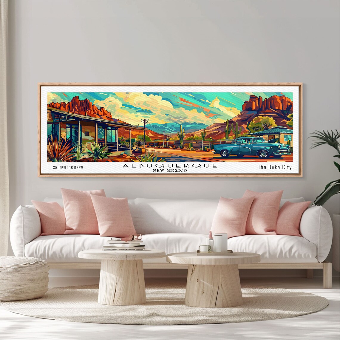 Albuquerque New Mexico Panoramic Desert Red Rocks Vintage Car Poster - Image 2