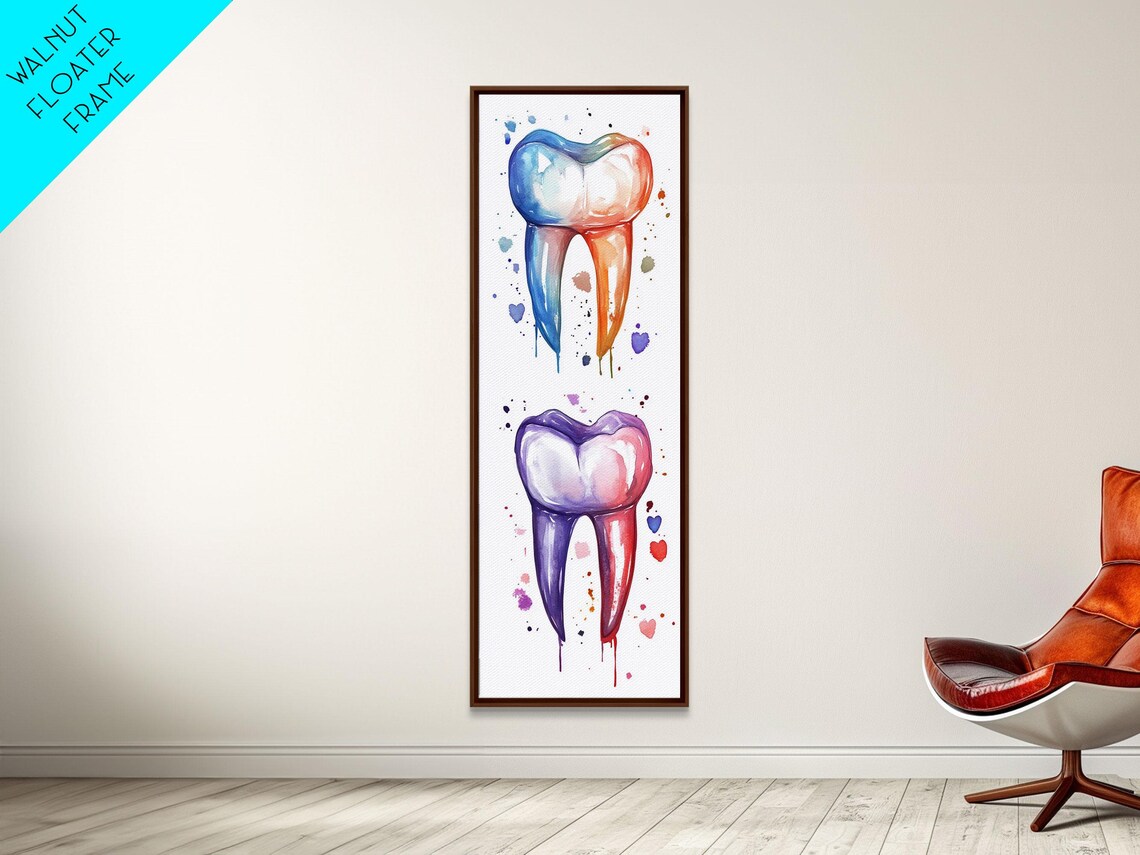 Watercolor Tooth Art Dental Office Colorful Anatomy Decor Poster - Image 4