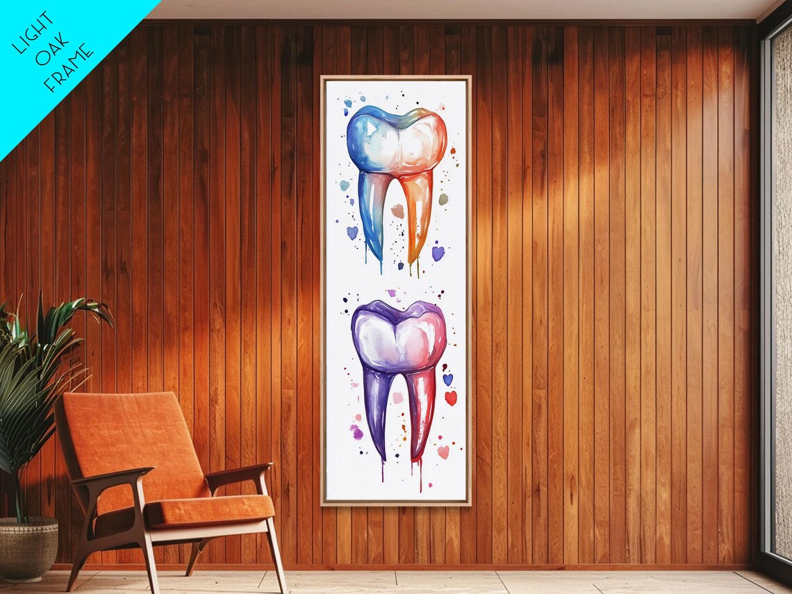 Watercolor Tooth Art Dental Office Colorful Anatomy Decor Poster