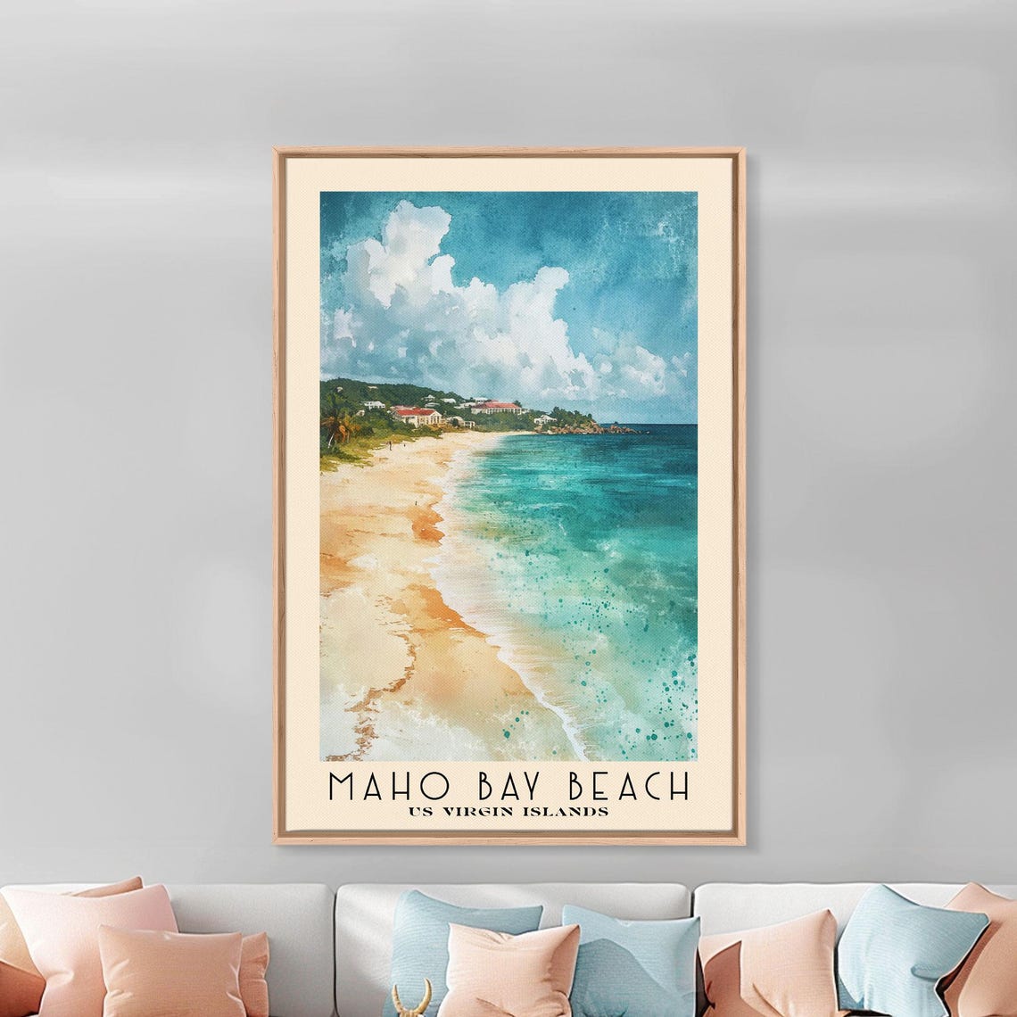 Maho Bay Beach US Virgin Islands White Sand Turquoise Surf Poster - Image 3