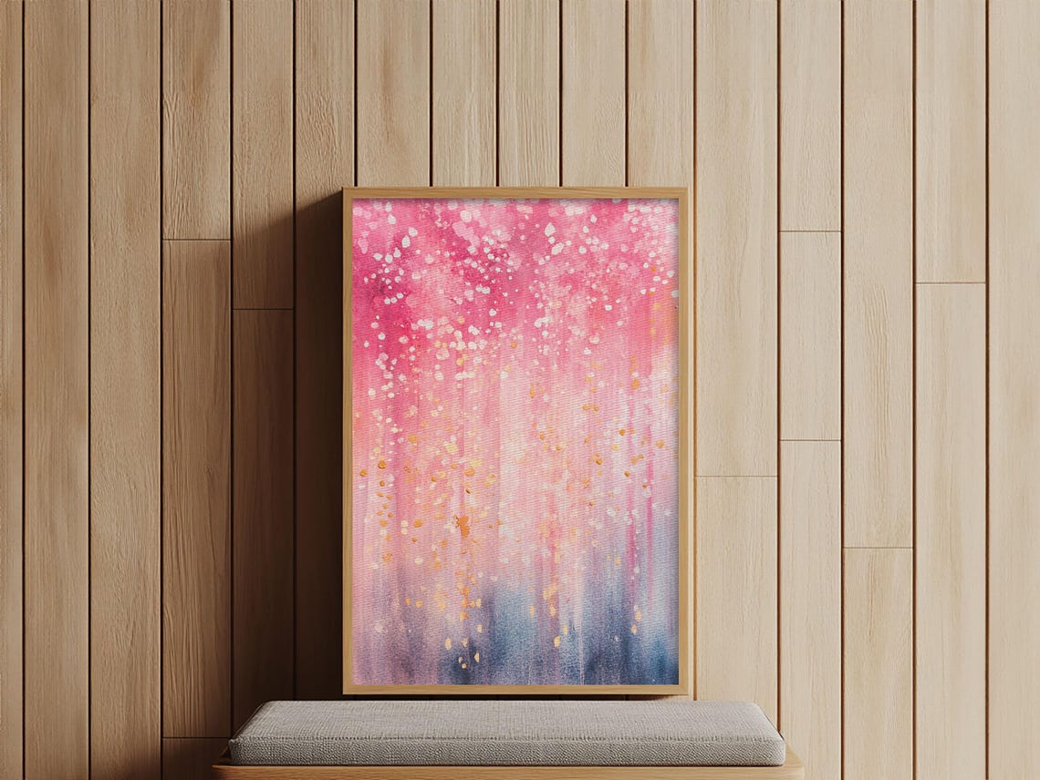 Pink Glitter Abstract Print Whimsical Art Light Pink Wall Decor Feminine Bedroom Cottagecore Aesthetic Gift Idea - Image 3