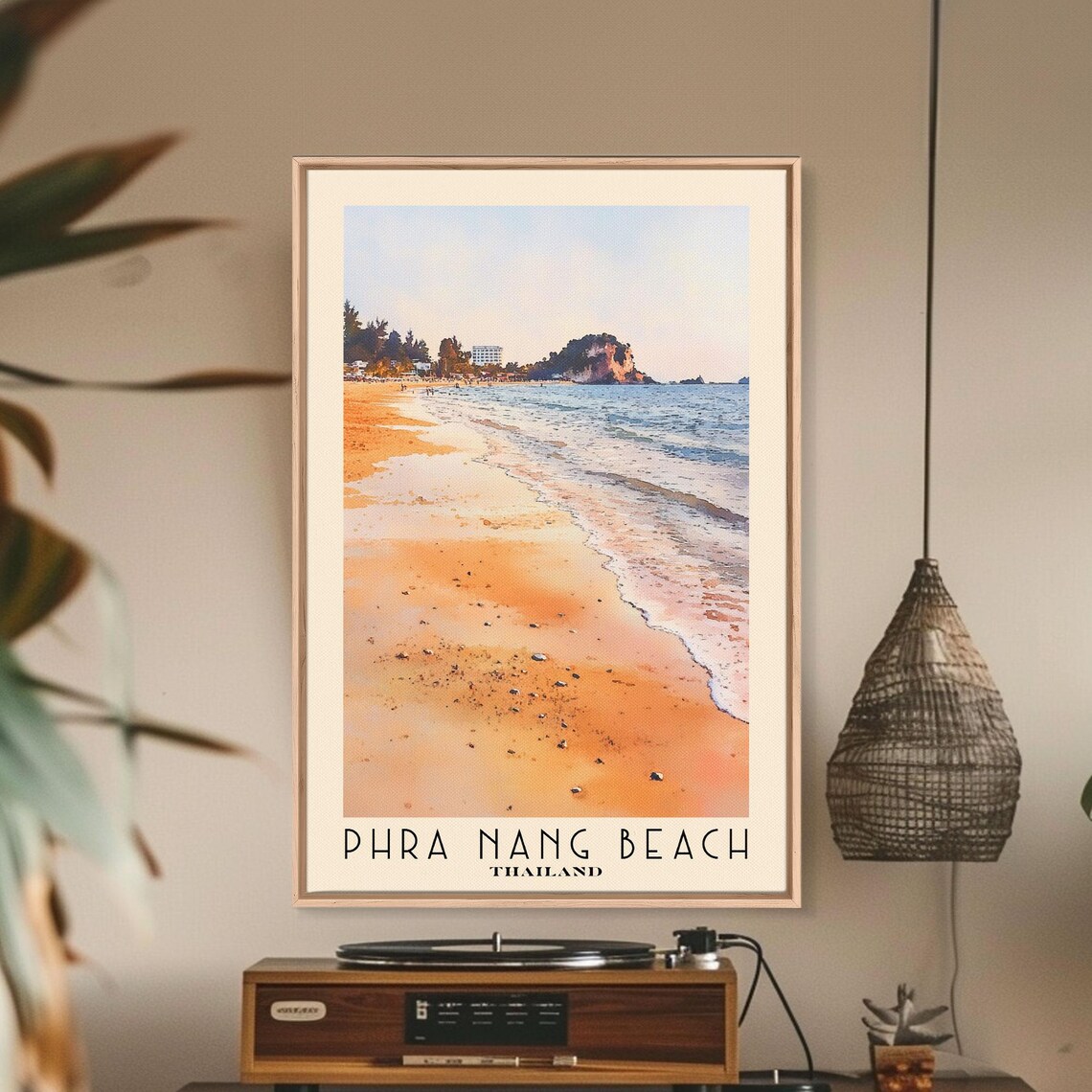 Phra Nang Beach Thailand Golden Sunset Sand Limestone Rock Shore Poster - Image 2
