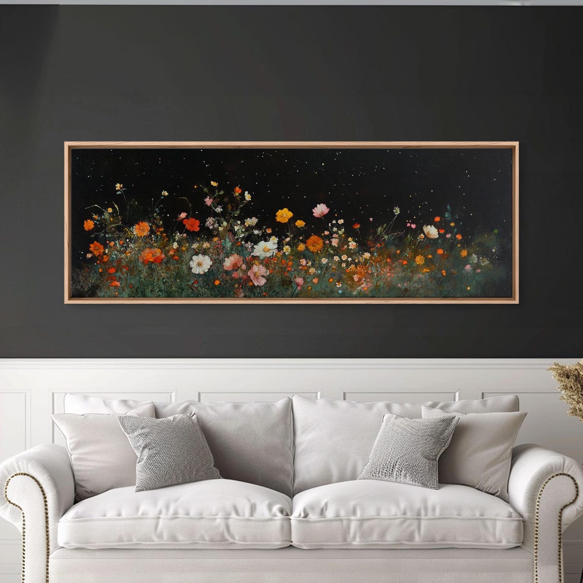 Wildflowers At Night Black Background Botanical Floral Art Print - Image 5