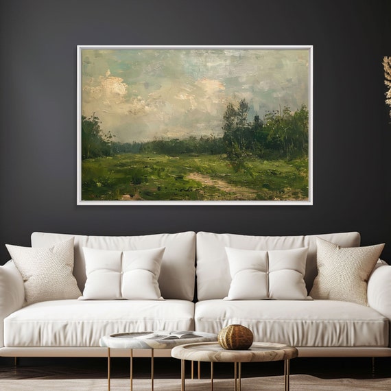 Nuevart Vintage Rustic Countryside Painting Framed Print Moody Decor Cottagecore Wall Art Cottage Core Farmhouse Decor
