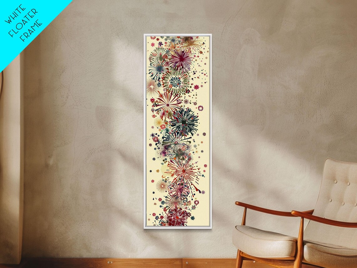 Vibrant Floral Burst Explosions Colors Cream Tall Japanese Art Poster - Image 3