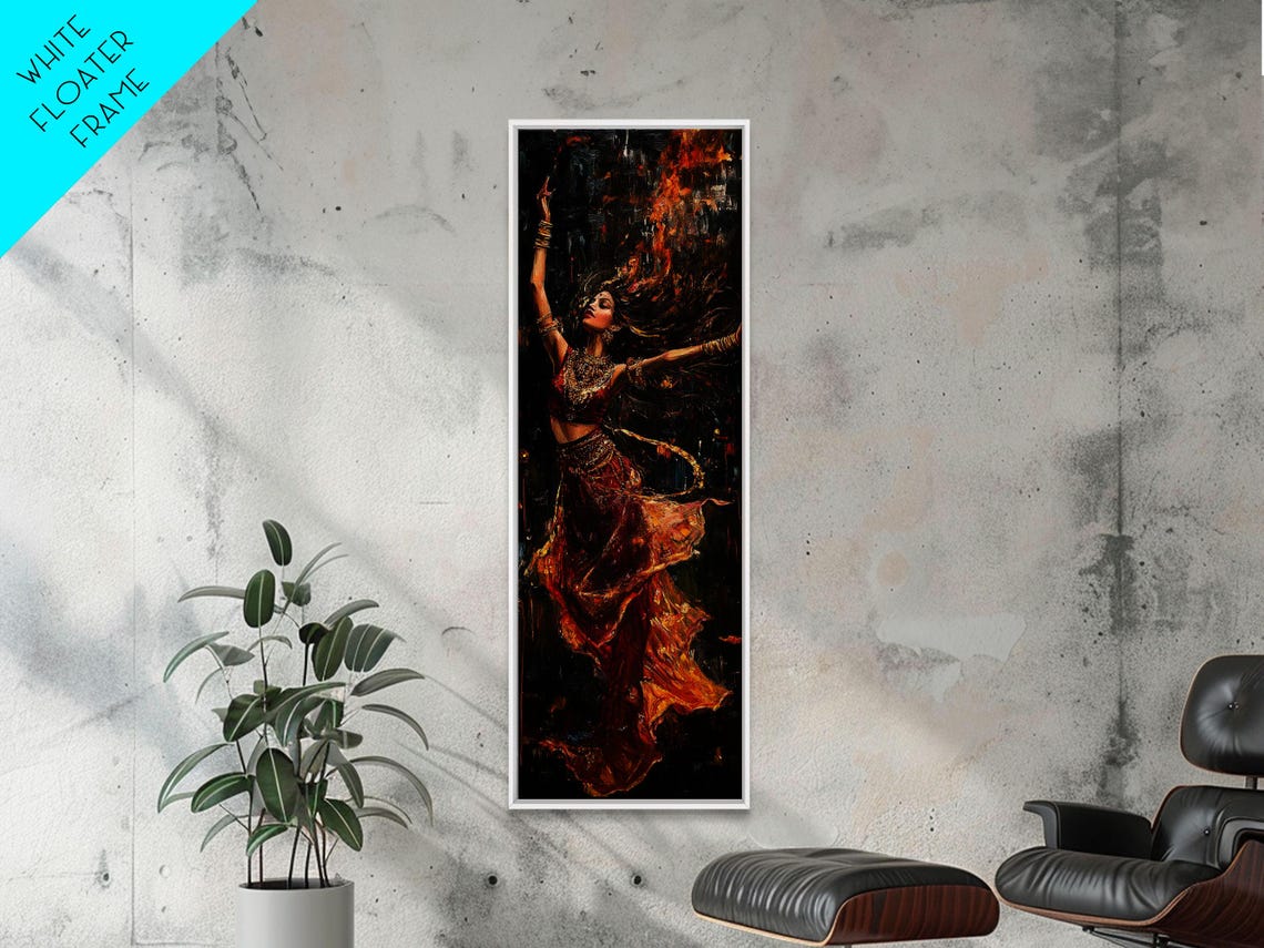 Fiery Flamenco Dancer Painting Dramatic Dark Red Woman Wall Art - Image 6