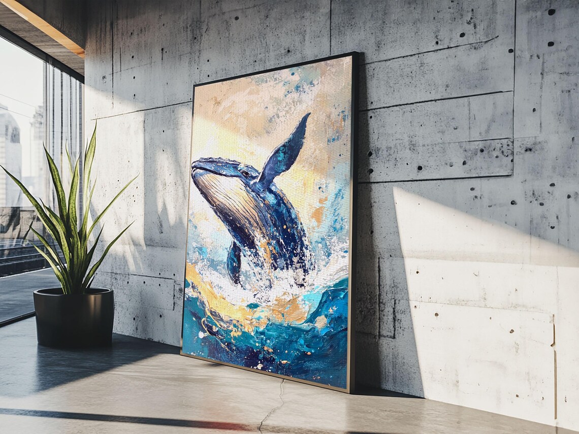 Whale Watercolor Art Print, Nursery Nautical Decor - Image 4