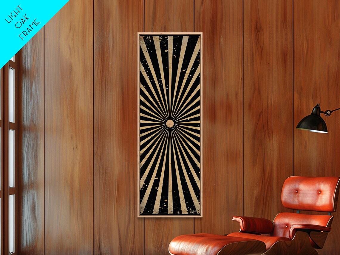 Black And Cream Vintage Sunburst Rays Art Deco Wall Art Print - Image 6
