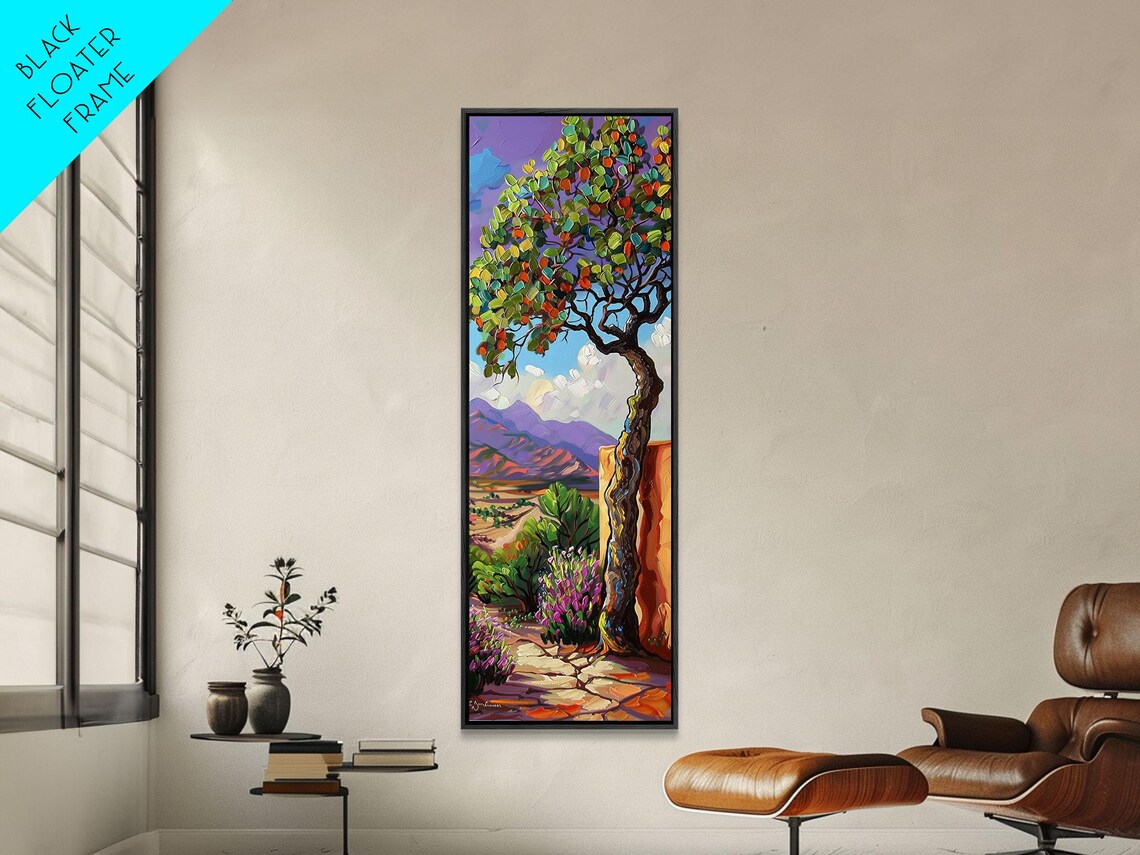 Oversized Texture Mountain Landscape Art Framed And Printed On Vertical Impasto Painting On Skinny Bedroom Wall Art - Image 6