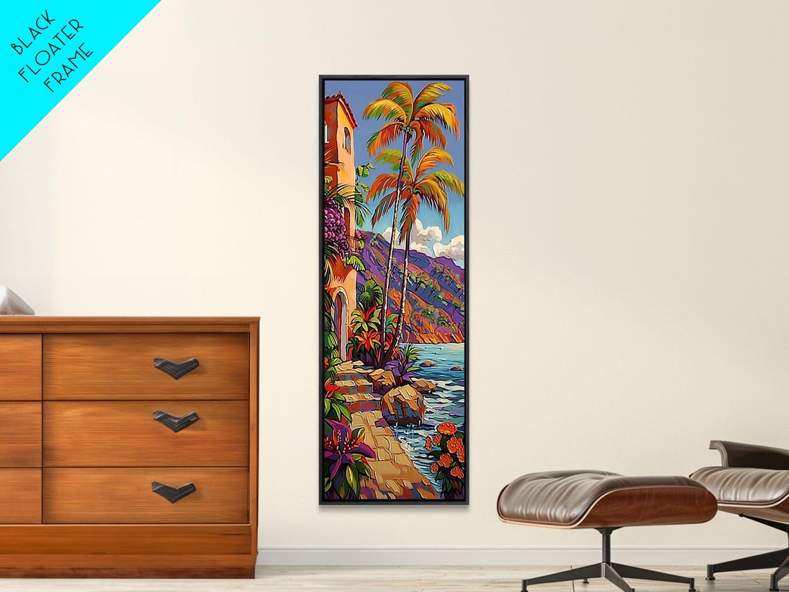 Mediterranean Coast Palm Trees And Villa Impasto Beach View Poster - Image 6