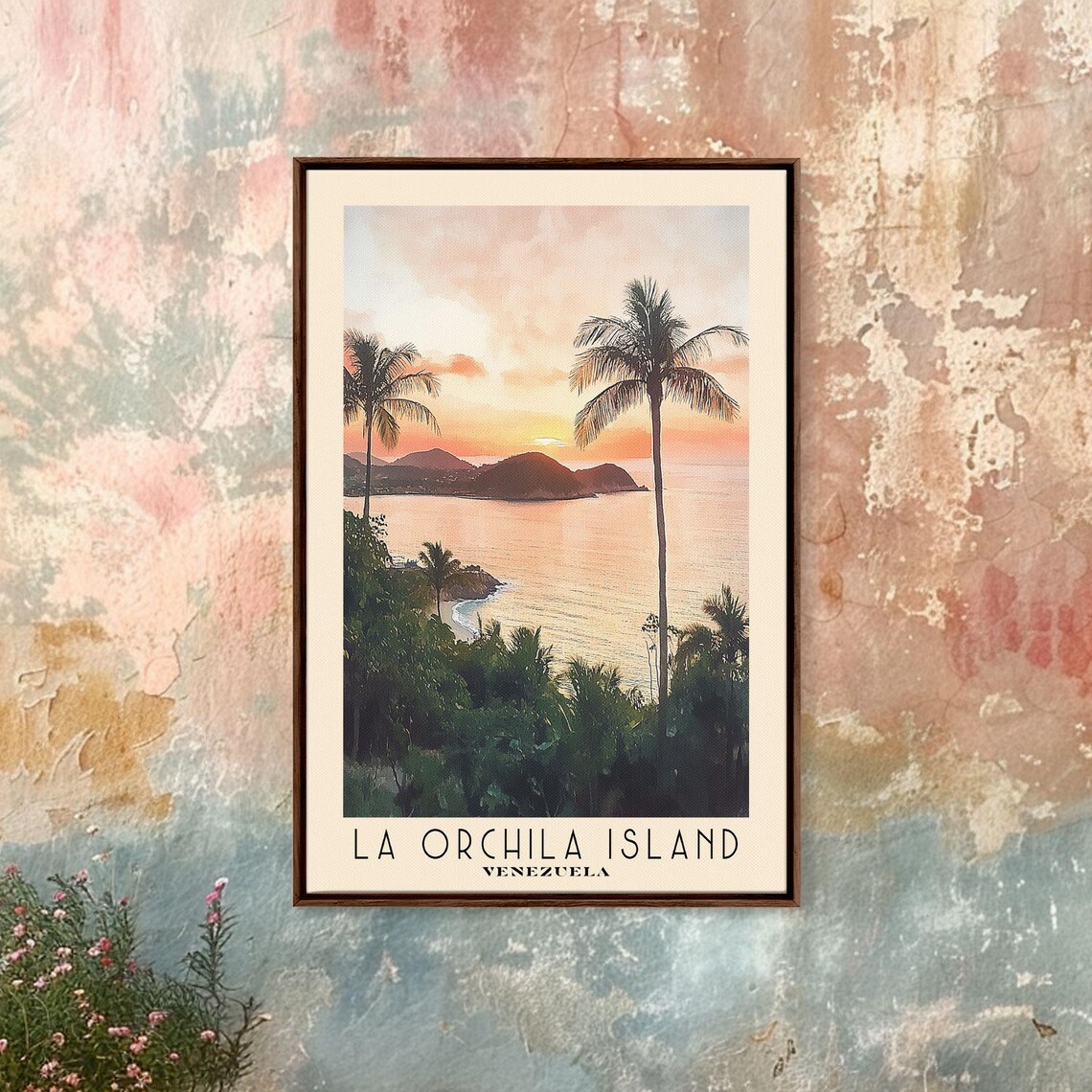 La Orchila Island Venezuela Palm Silhouette Sunset Calm Sea Poster - Image 4