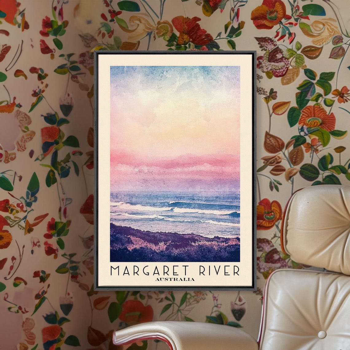 Margaret River Australia Pink Sunset Waves Ocean Horizon Poster - Image 2