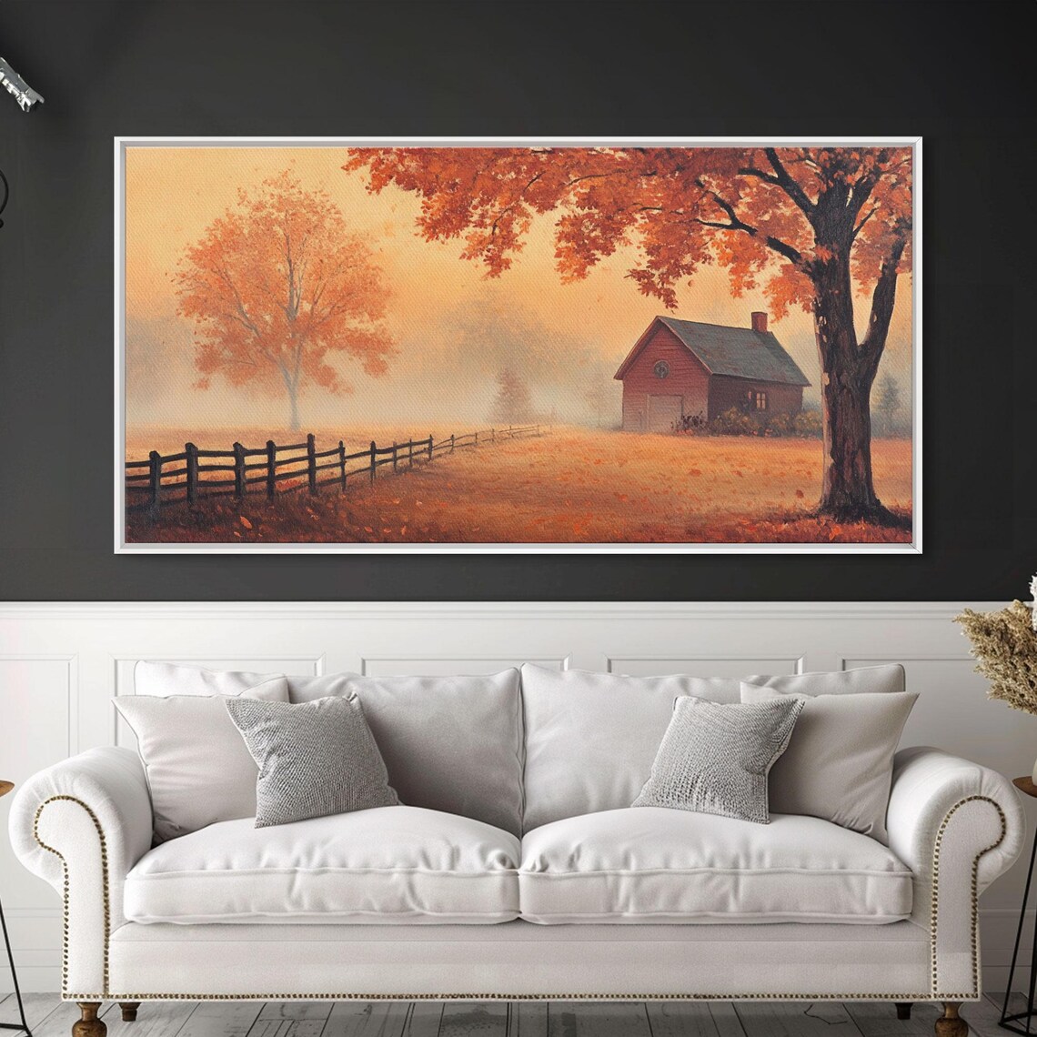 Rustic Red Barn Golden Autumn Field Wooden Fence Fall Poster - Image 2