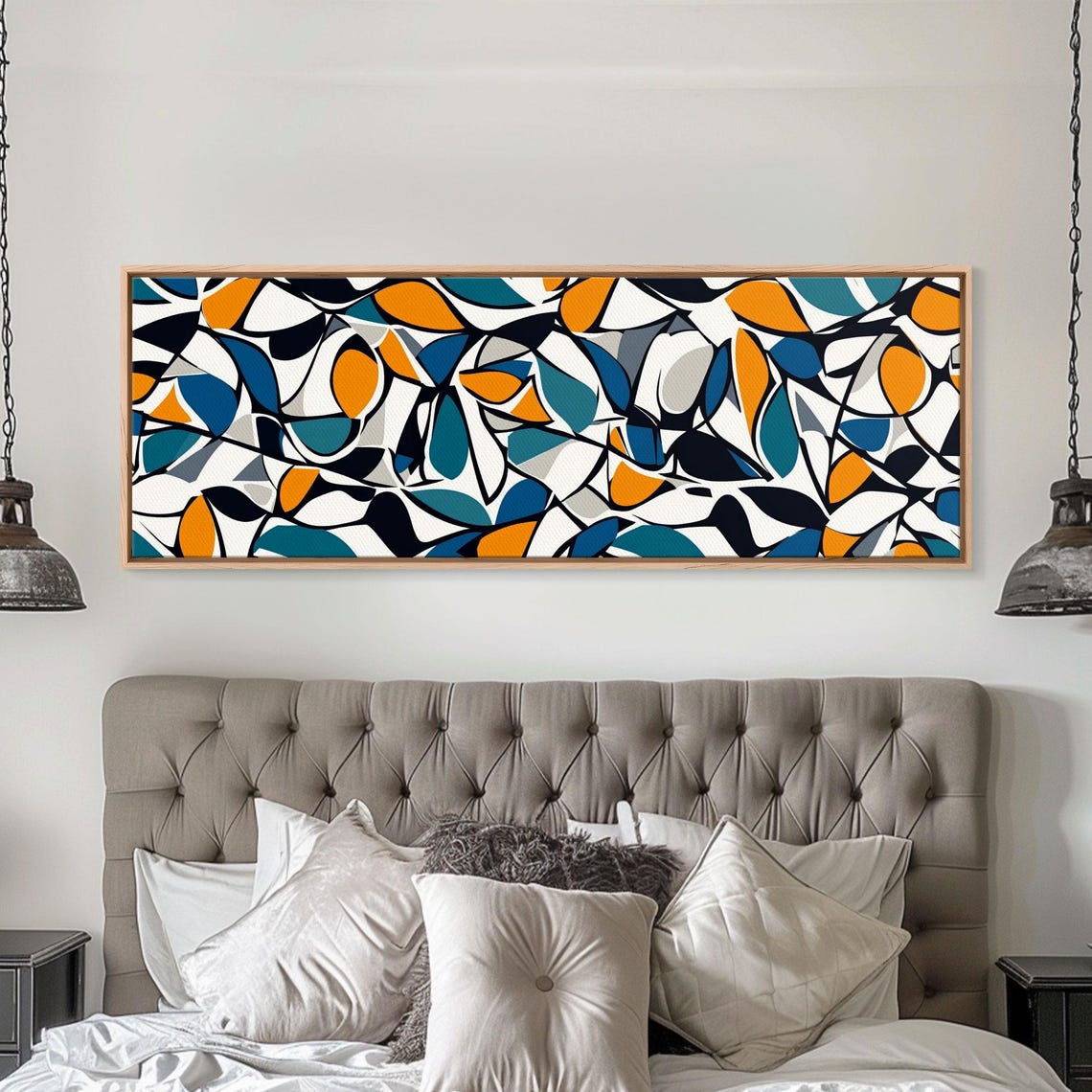 Mid Century Modern Art Floral Abstract Pattern Panoramic Print Retro Loft Art Large Wall Art Geometric Abstract Art - Image 6