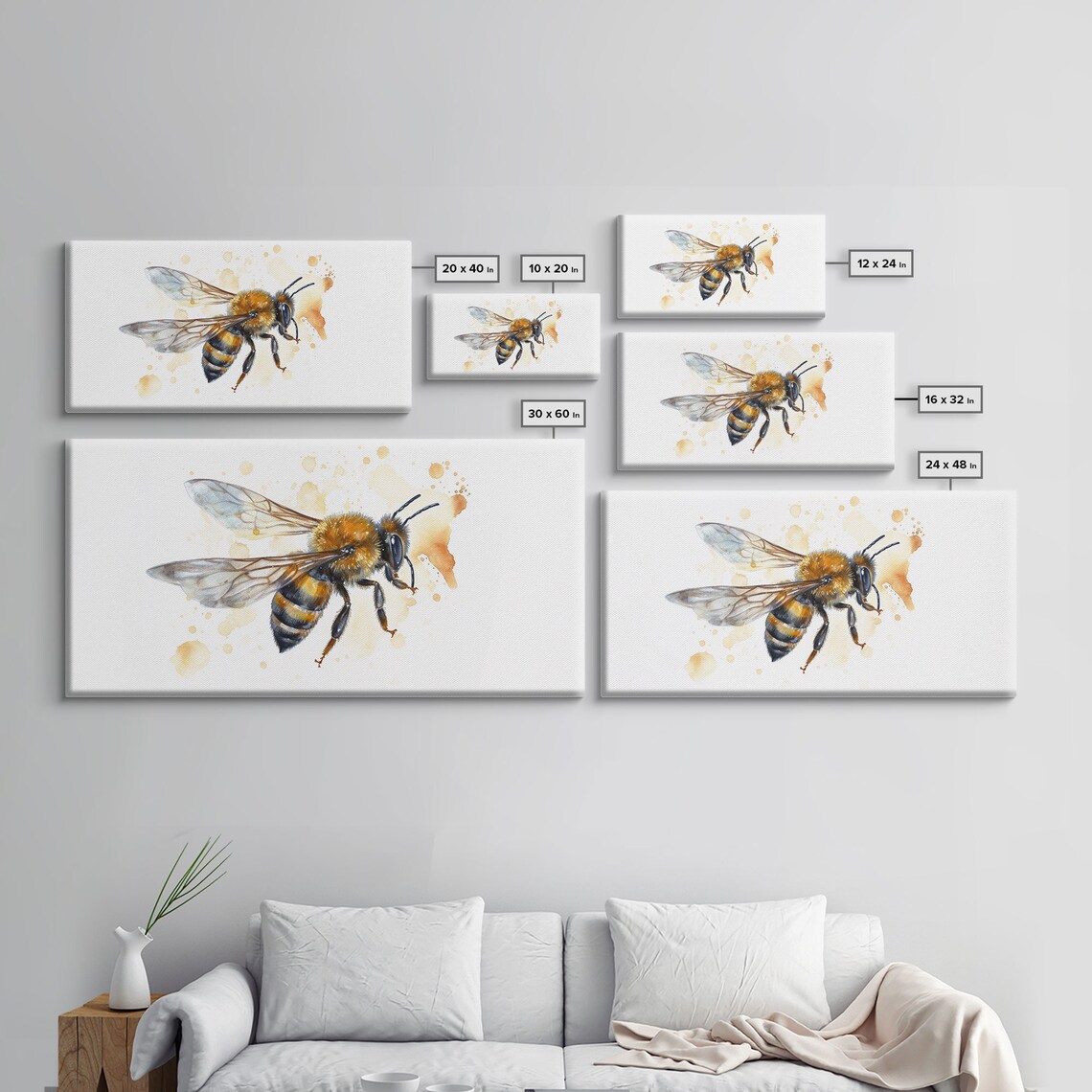 Honey Bee Minimalist Art Print, Panoramic Decor - Image 2