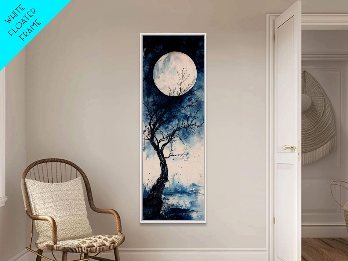 Print Full Moon With Tree Art Dark Romance Rustic Wall Decor Unique Above Couch Art Moody Bedroom Decor Gift Idea