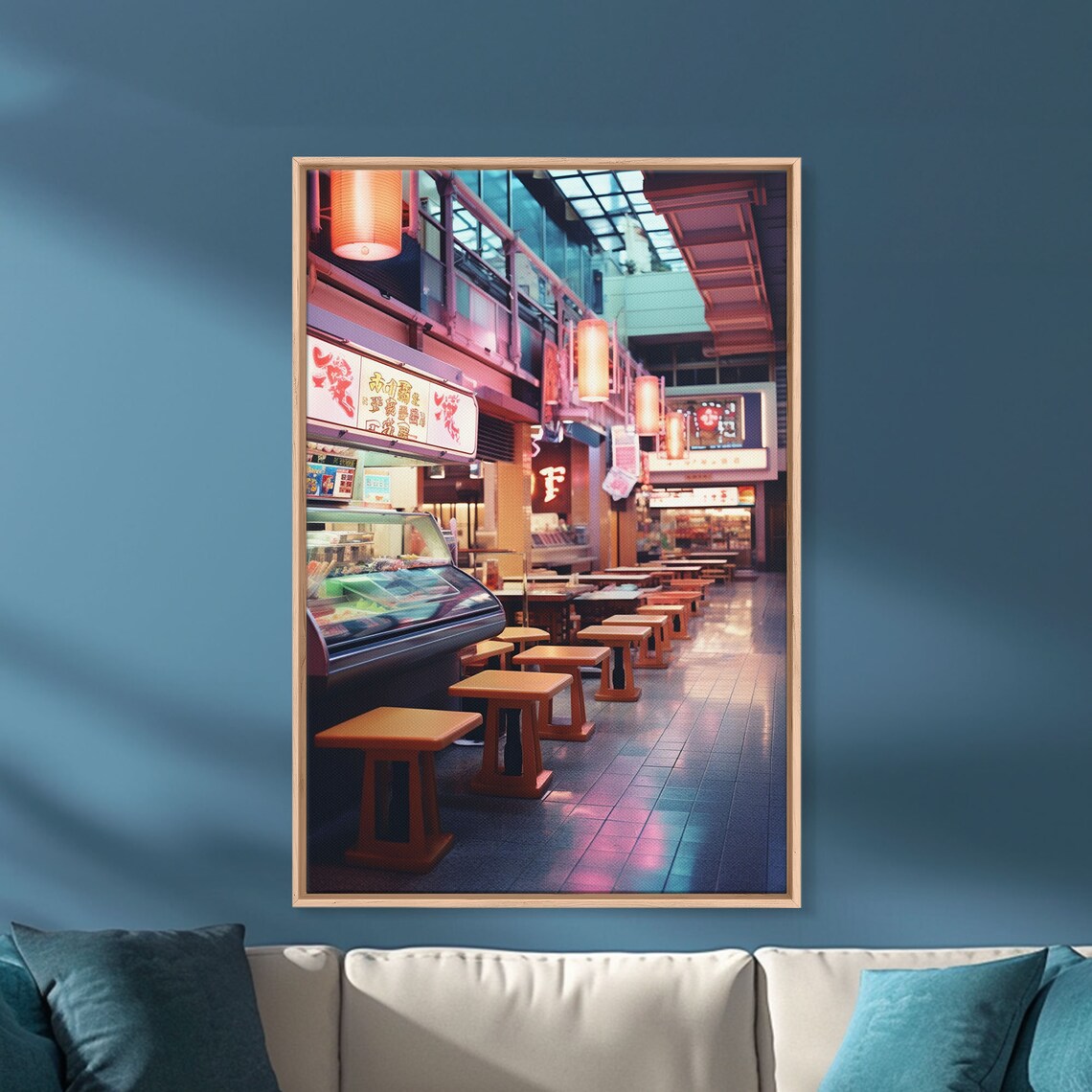 Japanese Restaurant Lantern Lit Interior Night Photography Poster - Image 5