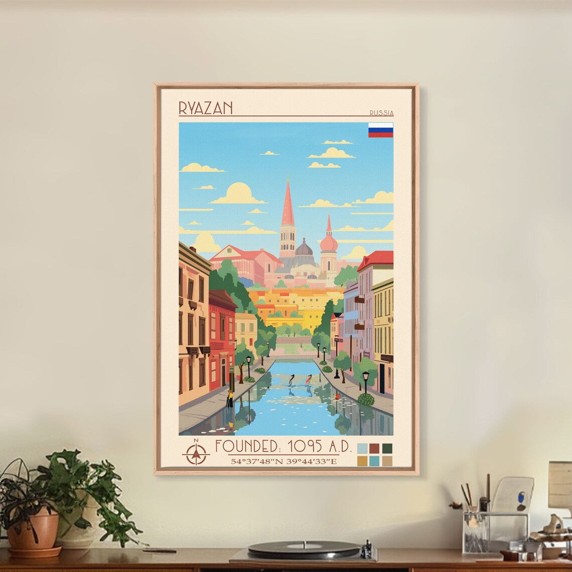 Ryazan Russia Canal Reflection Church Spires Street View Travel Poster - Image 4