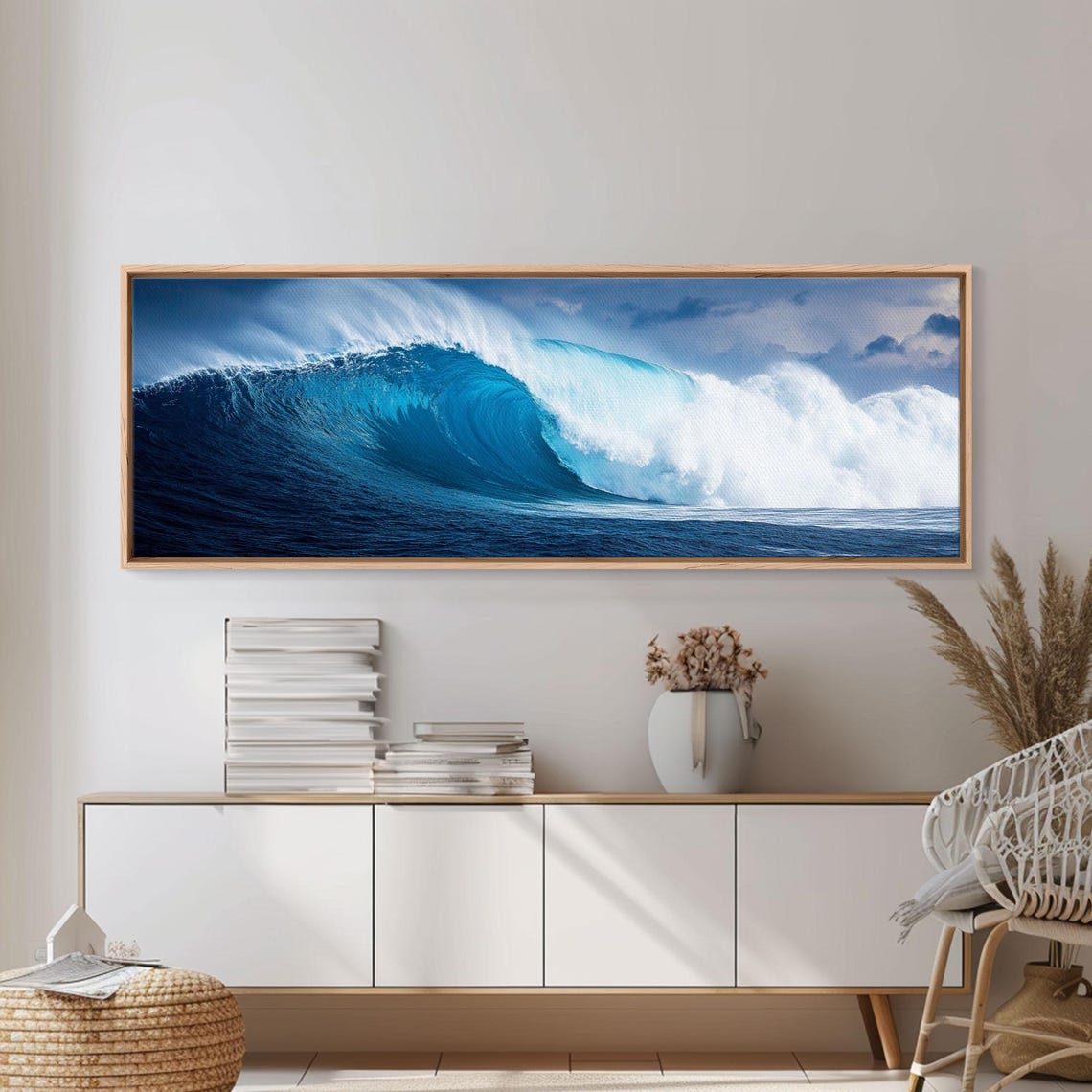 The Wave Huge 40 Foot Wave Surfer Decor Framed Print Nautical Decor Nautical Art Seascape Painting - Image 2