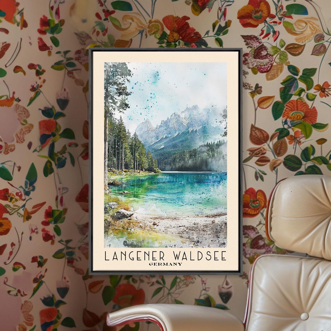 Langener Waldsee Germany Alpine Lake Pine Forest Mountain View Poster - Image 2