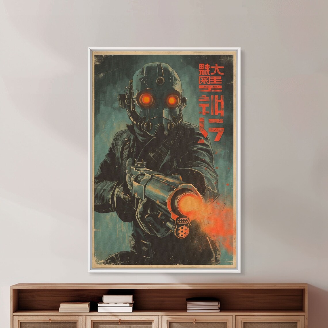 Sci Fi Gas Mask Soldier Glowing Eyes Japanese Poster Art Print - Image 3