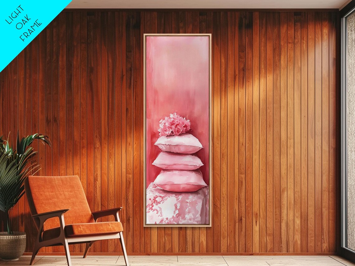 Pink Pillows And Peonies Watercolor Cozy Bedroom Decor Wall Art - Image 5
