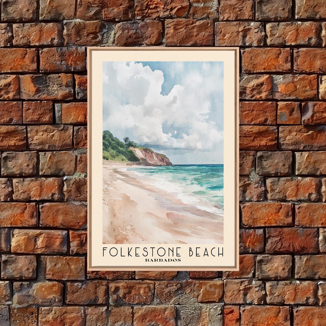 Folkestone Beach Barbados Sandy Shore Turquoise Surf Cliffs Poster - Image 5