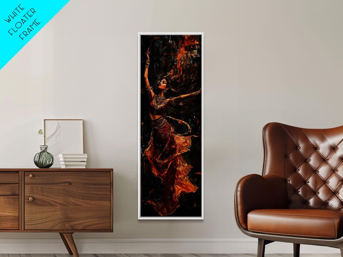 Fiery Flamenco Dancer Painting Dramatic Dark Red Woman Wall Art - Image 5