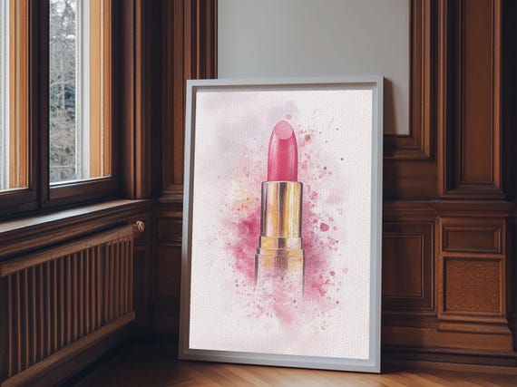 Radiant Pink Lipstick Print Feminine Wall Art Makeup Lover Decor Modern Minimalist Art Bathroom Accent Gift Idea Her