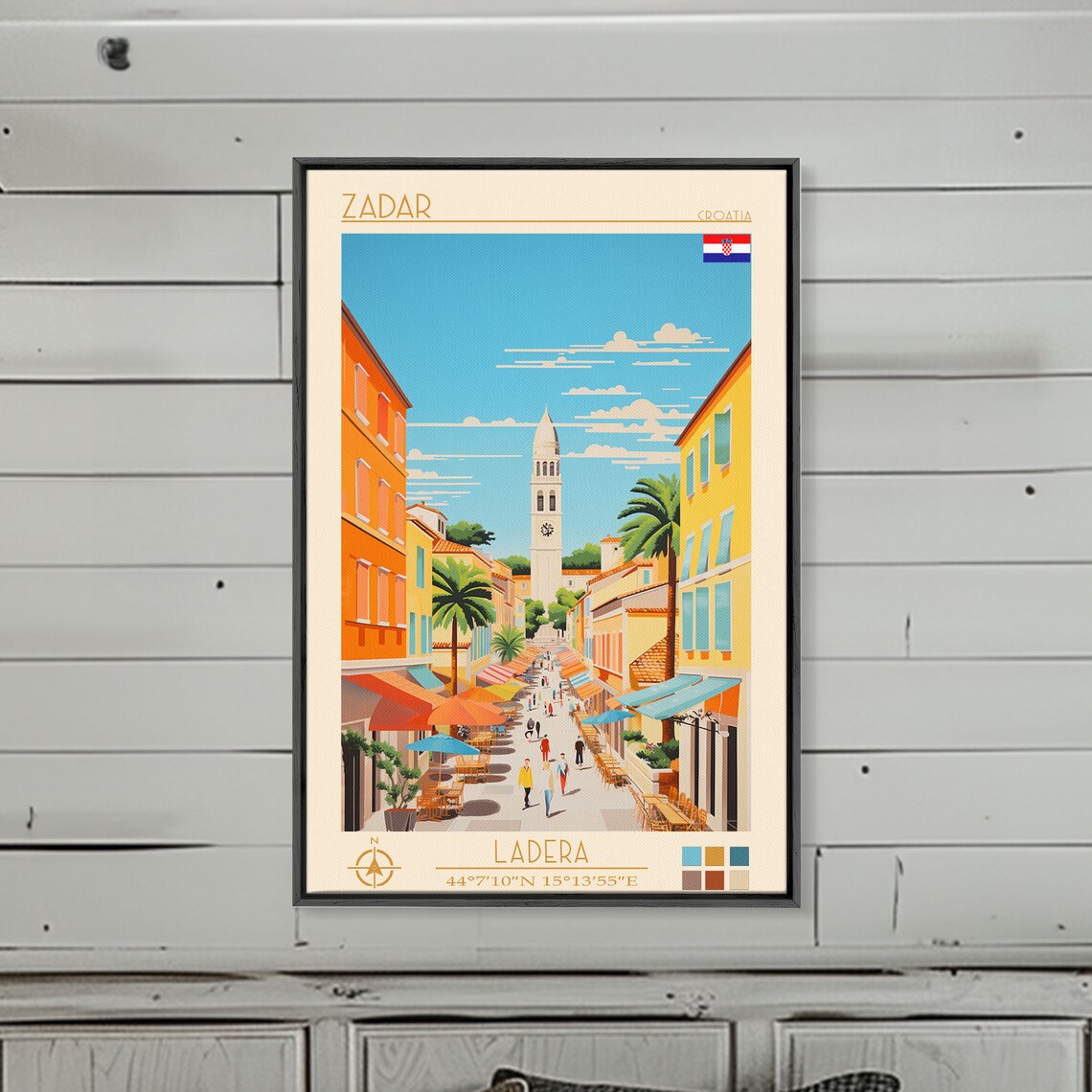 Zadar Croatia Bell Tower Old Town Cafe Street Scene Travel Poster - Image 5